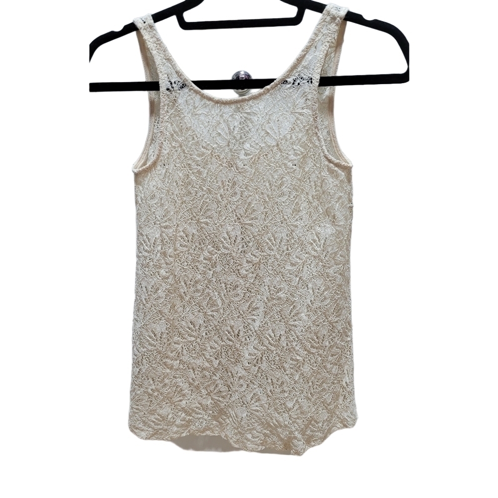 Free People Floral crochet button up tank top - Picture 2 of 6